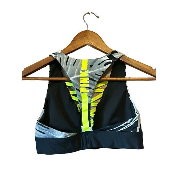 PINK Ultimate Racerback Sports Bra Palm Print Crisscross Back Activewear - Picture 7 of 7